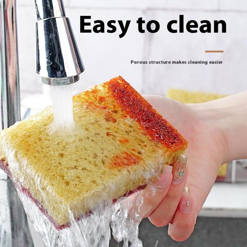 5Pcs/10Pcs Kitchen Stain Removal Sponge Clean Cotton Dishwashing Sponge Wipes Bathroom Cleaning Utensils High Density Sponge