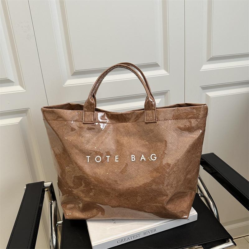 Letter Tote Bag Pvc Bag For Women Large Capacity Casual Daypack For School And Work