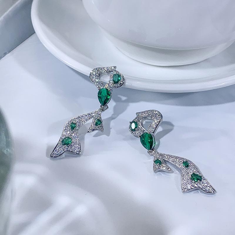 Crystal Cubic Zirconia Hanging Earrings Silver Color Earrings for Women Engagement Wedding Ear Accessories Trendy Jewelry