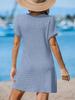 Women's European & American Fashion V-Neck Batwing Sleeve Plaid Knit Dress - Casual, Elegant, Breathable Style