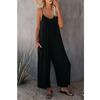European & American Women's Solid Color Pocket Suspender Jumpsuit