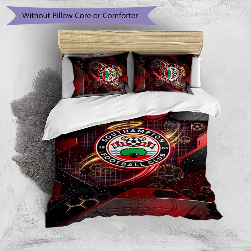Southampton Football Printed 3 Pieces Bedding Set, Comfortable Skin Friendly Bedroom Duvet Cover Set