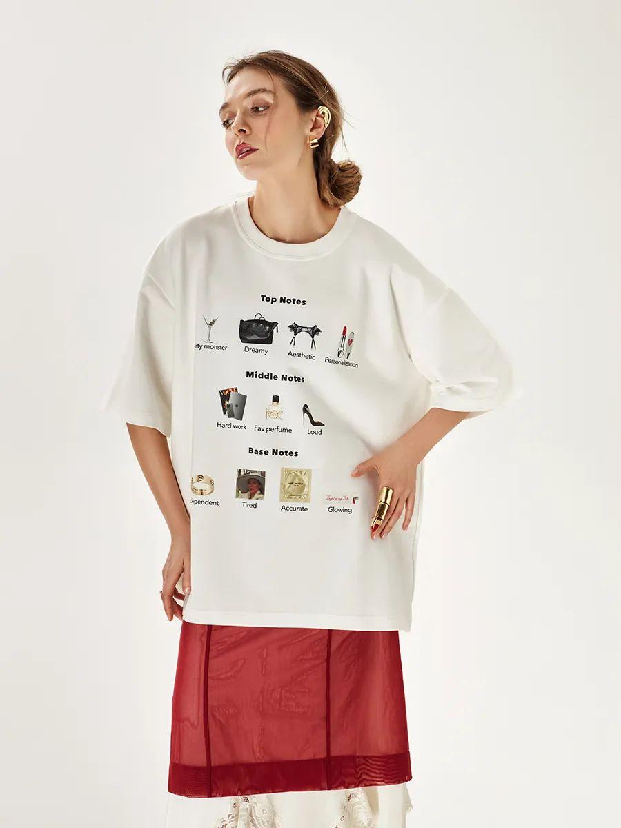 Basic solid oversized T-shirt with Y2K print XL