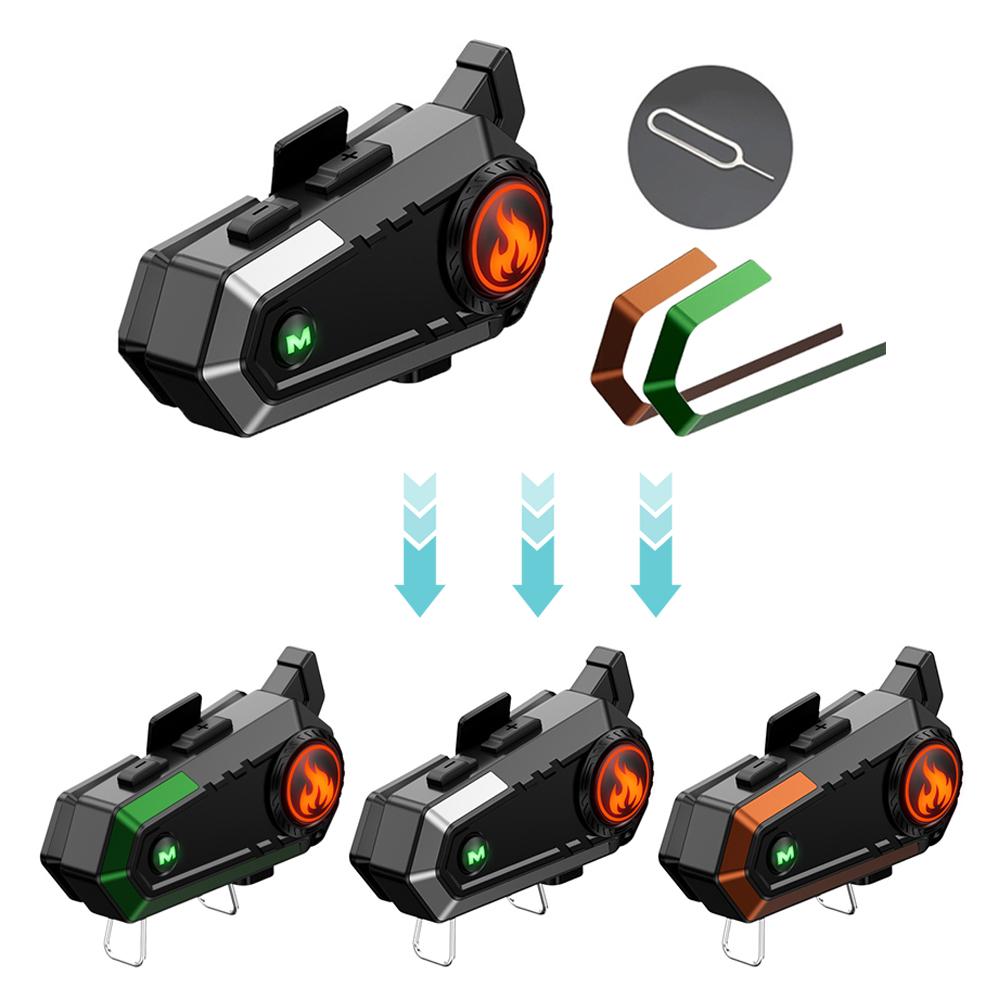 500m Motorcycle Intercom Helmet Headset 1000mah V5.3 Bluetooth Wireless Interphone Waterproof Intercomunicador Speaker Earphone