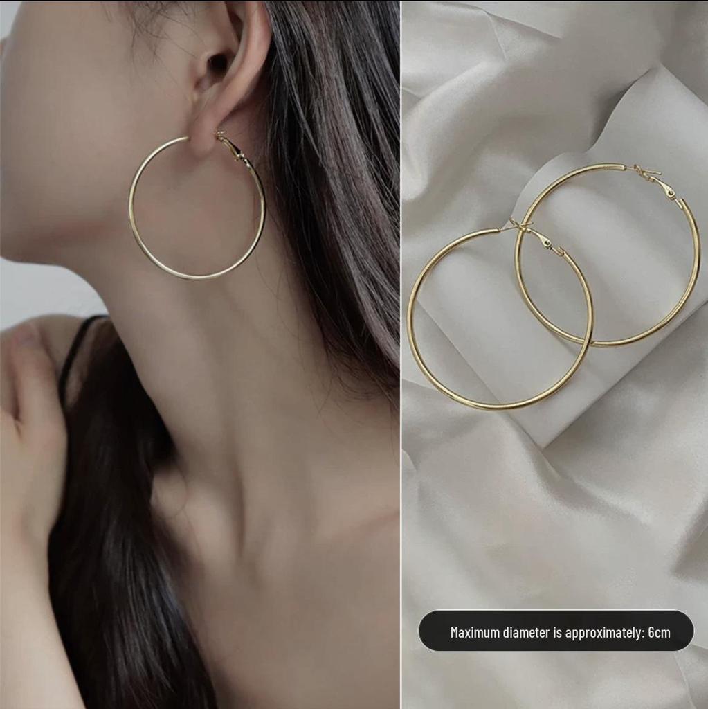 Liu Yifei Inspired S925 Silver Large Hoop Earrings - Elegant Light Luxury Style for Women