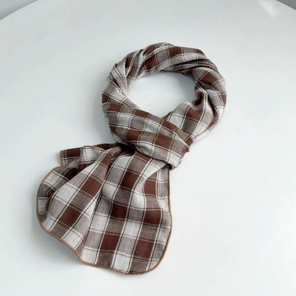 Retro britský styl bavlněný kostkovaný šátek oboustranný módní preppy šátky venkovní šátek na ochranu před sluncem