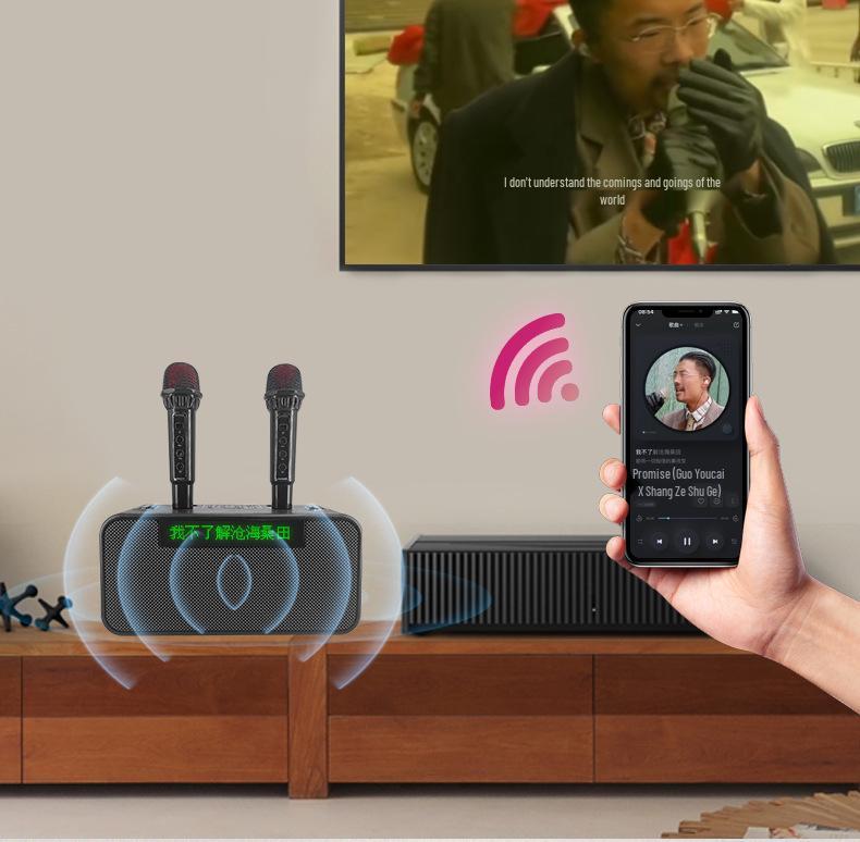 Wireless KTV Speaker with Bluetooth Lyrics Display & Reverb Control