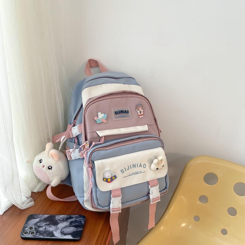 Fashion Female Harajuku Contrasting Colors Junior High School Backpack Fashion Student Backpack Student Schoolbag