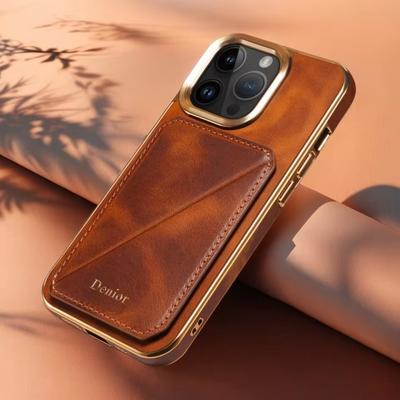 Suitable For IPhone 17 Pro Max Business Leather Back Cover For IPhone 17 Air Stand Slot Shock-Absorbing Phone Cases