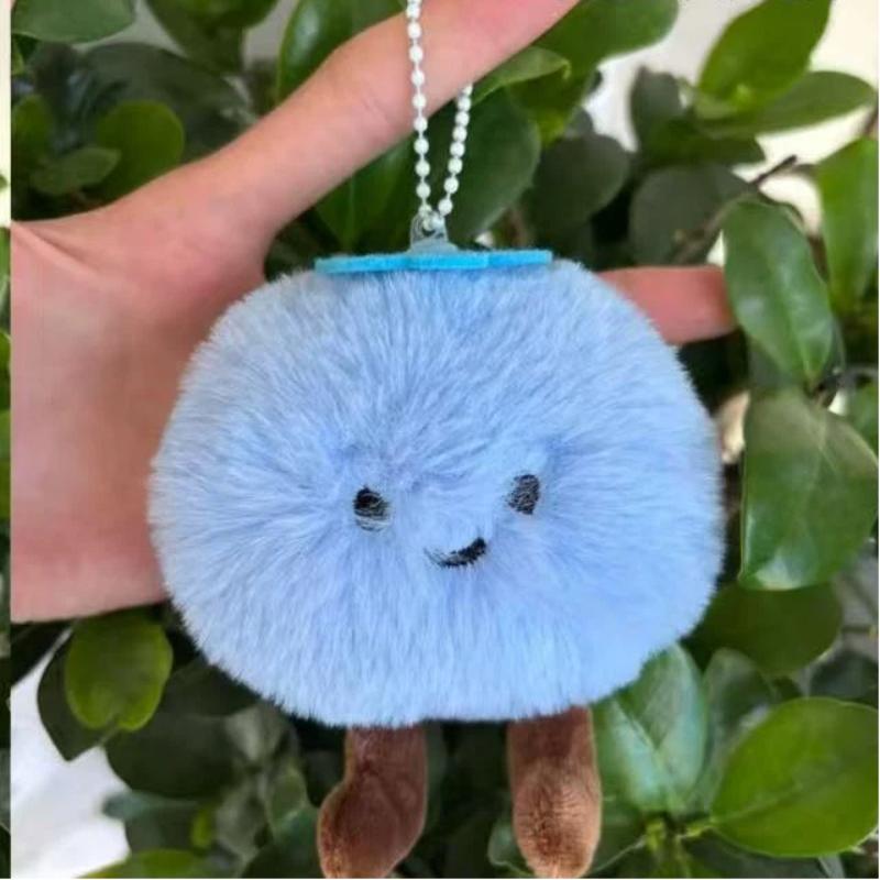 Pluizige Blauwe Bes Pluche Sleutelhanger Kleurvast Zacht Gevuld Poppetje Speelgoed Tas Hanger Telefoon Bedeltjes Blokkeer Ongeluk Huisdecoratie Cadeau