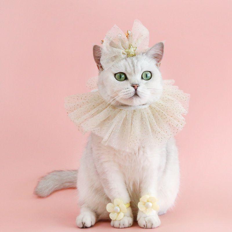 Pet Birthday Hat Bib Party Hat Cat Puppy Lace Saliva Towel Dog Bandana Scarf Dog Birthday Dress Up Photography Props Supplies