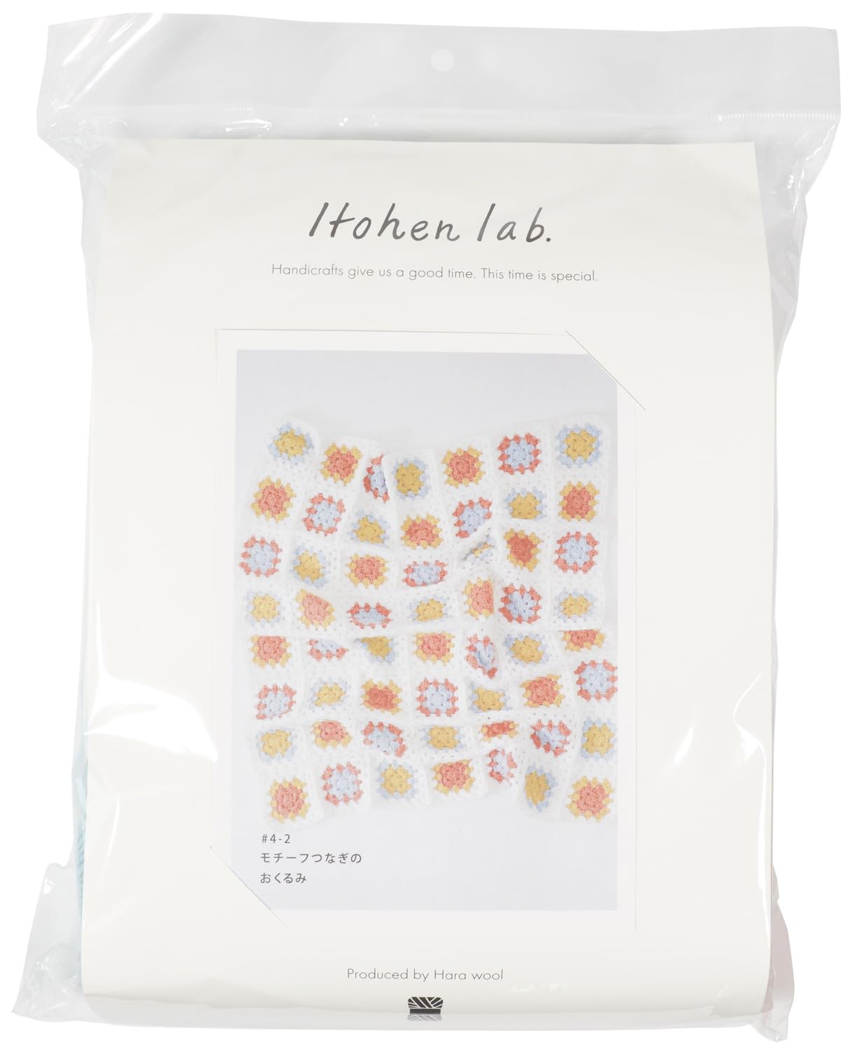 

Raw wool knitting kit swaddling cloth #4-2 Motif-connected синий