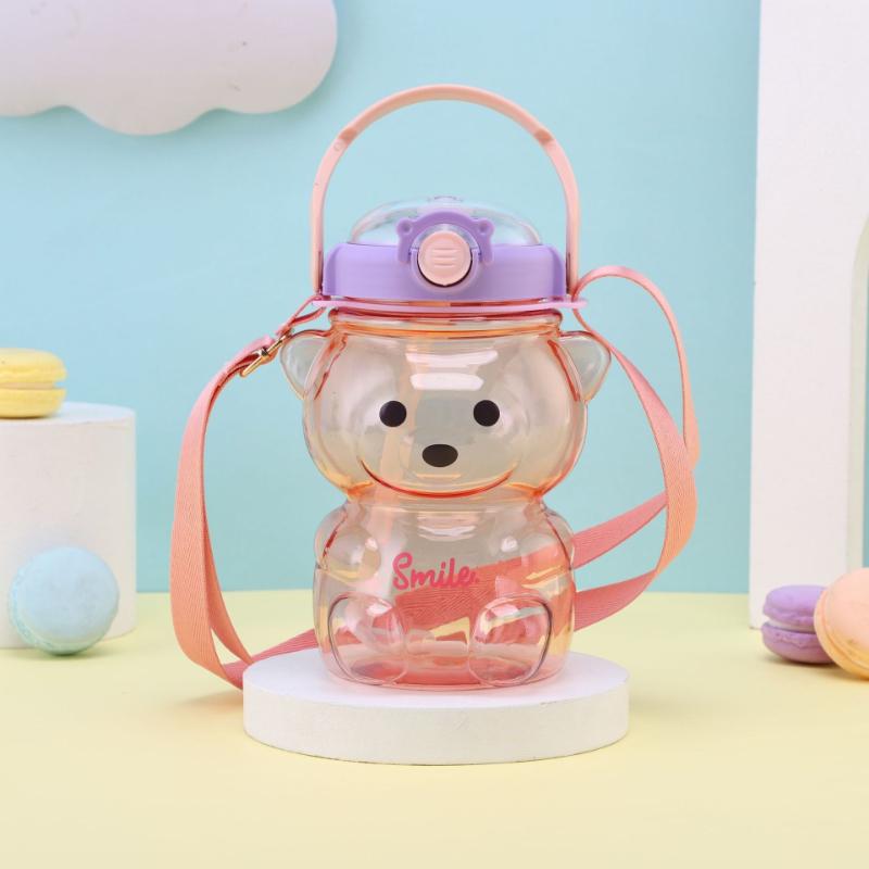 Cute Bear Cup Various Modes of 1000ml Tumbler With Straw Water Bottle For Girl Kid Outdoor Drinking Kettle Large Capacity Sports Portable Water Cup