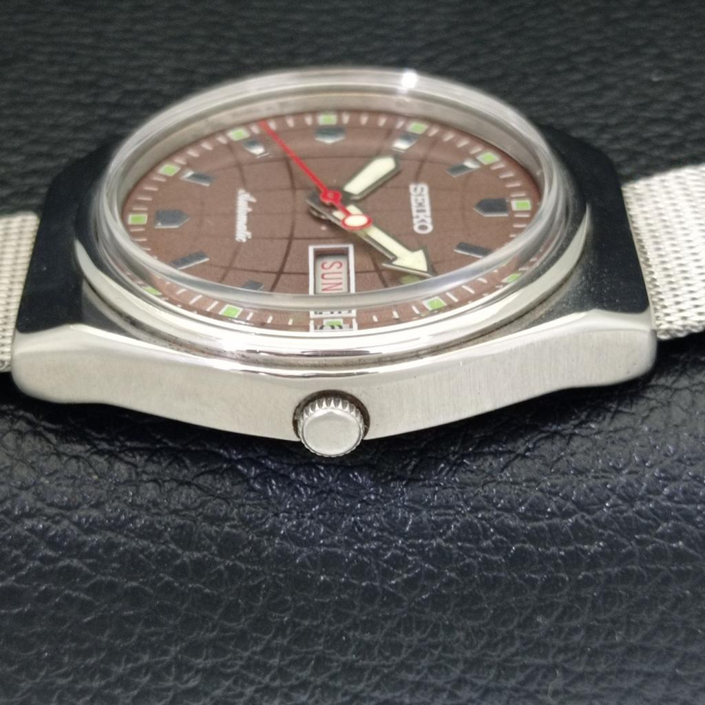 VINTAGE SEIKO AUTOMATIC 6309A JAPAN MENS BROWN COLOR DIAL WATCH A700471-5