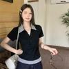 Women's American Style Faux Two-Piece Polo T-Shirt