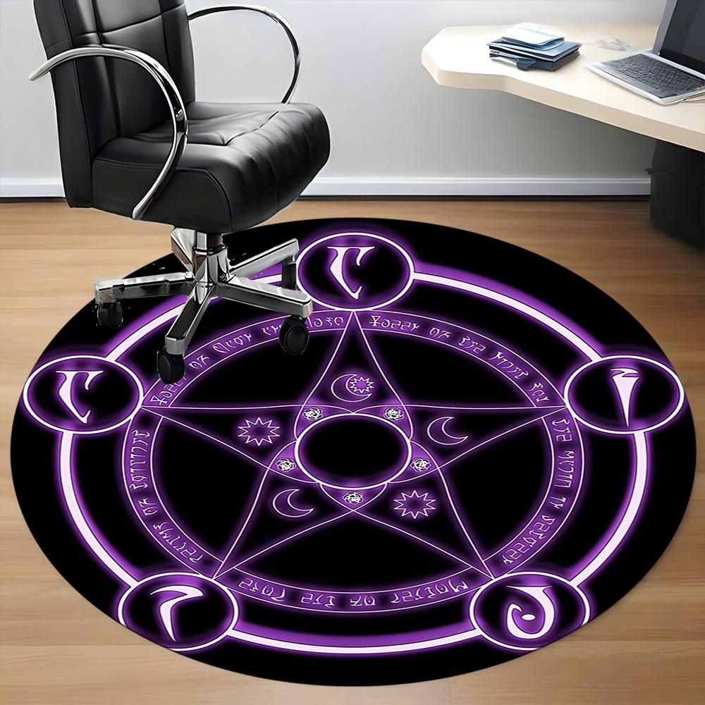 1pc Witchcraft Magic Office Round Area Rug,  Mat Suitable ForOffice, Under Office Chairs Bedroom Living Room Home Decor, Room Deco