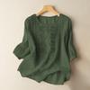 Summer Elegant Embroidery Loose Women Blouse Large Size Casual T-shirt Loose Simple Office Solid Color Fashion Elegant O Neck Sweet Shirts Clothing