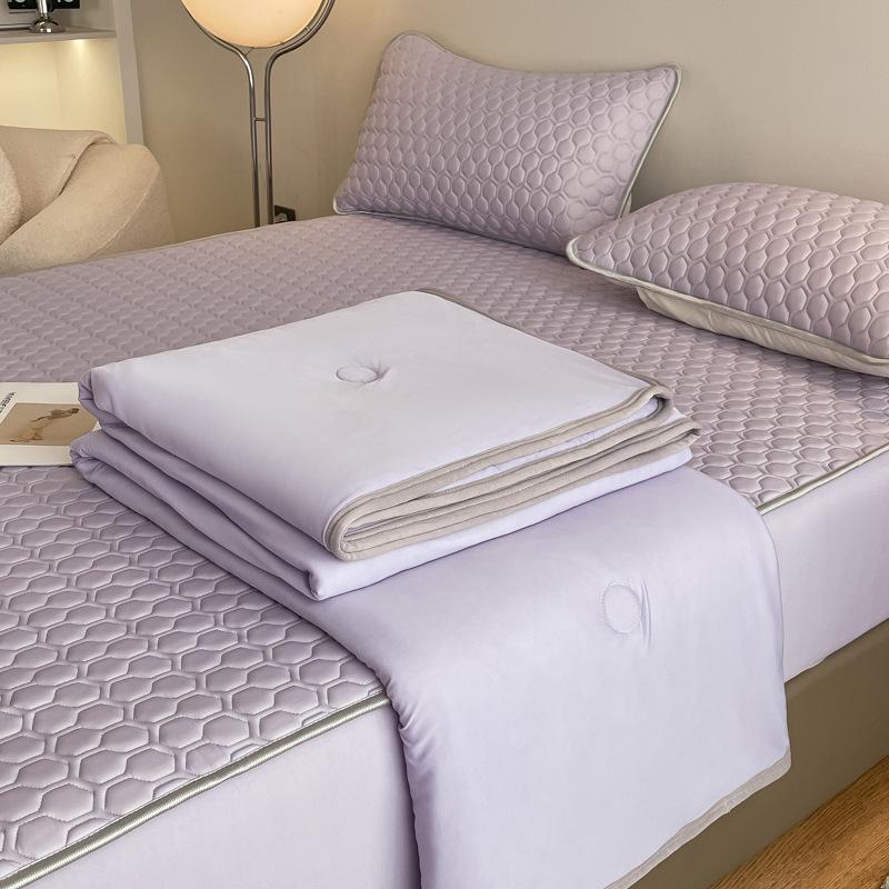New Classic Solid Color Latex Fitted Sheet Summer Mat Summer Quilt Airable Cover Combination Kit