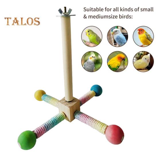 Spinning Birds Stand Perch Toy 360 Degree Rotation Wooden Exercise Wheel Parrot Perch Cage Accessories for Parakeets Budgies Lovebirds Finch Conure