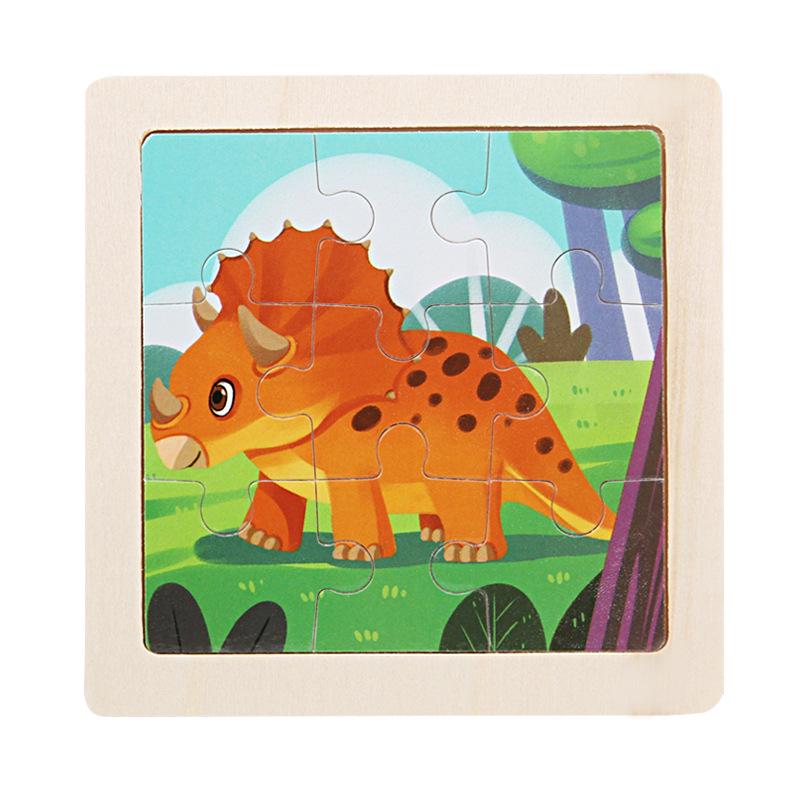 9-Piece Wooden Cartoon Animal Transport Jigsaw Toy for Early Education