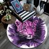 Purple Leopard Round Area Rug,Carpet Rug for Living Room Bedroom Sofa Playroom Decor,Non-slip Floor Mat