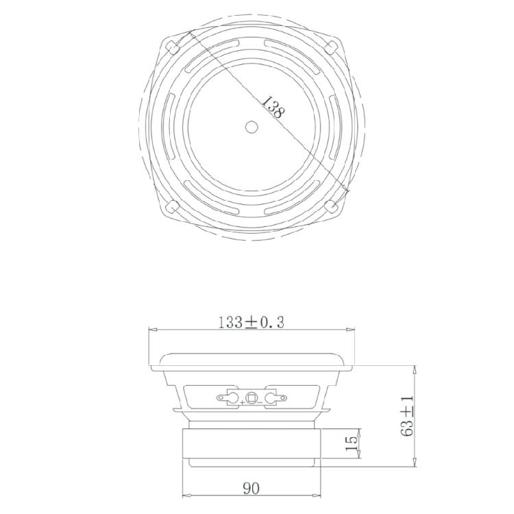 Professioneller 5,25-Zoll-Subwoofer-Lautsprecher 40 W 4 Ohm Impedanz IPX7 Wasserdicht Y30 Magnete Tieffrequenztreiber