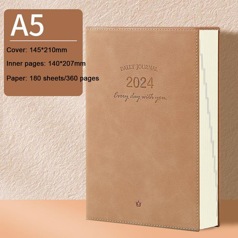 (Logo Can Be Engraved) 2024 Business Schedule, Student Daily Planning, Plan Book, Record Book, Notepad, Notebook, 180 Sheets, 360 Pages