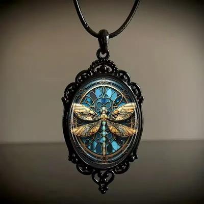 Time Gem 18x25mm Vintage Diablo Glass Necklace Pendant Necklace