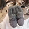 Baumwollschuhe Damen Herbst und Winter neu runde Zehenschleife Plüsch warm Schneestiefel lässige flauschige Schuhe