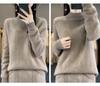 Autumn/Winter Thick Wool Pullover: Half-High Neck, 7-Gauge, Long Sleeve Knit Base Layer Sweater.