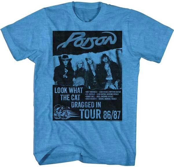 Poison Look What The Cat Dragged In 86/87 Men's T Shirt 80's Rock Band Merch