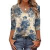 Women's T Shirt Print 3/4 Sleeve Daily Weekend Fashion Basic V- Neck Regular Top