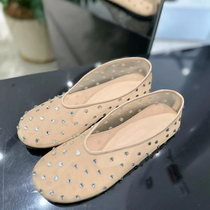 

Туфли Мэри Джейн на плоской подошве со стразами, женские сетчатые полые дышащие одинарные туфли, балетные туфли для ужина 35 абрикосовый