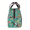 1 Stück DRONENPILOT Isolierte Lunchtasche, Blumen- & Mehrfarbiges Pferde-Design, Wasserdichte Oxford-Stoff Kühlertasche, Handwaschbar Therma
