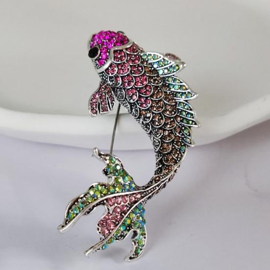 Brosche für Damen, Fischform, Strass-Dekor, rutschfest, verschleißfest, für Anzug, Mantel, Kragen, Hut, Schal, Dekoration, Kleidungsnadel, Abschlussball, Party, Kleidungsstück, Schmuck