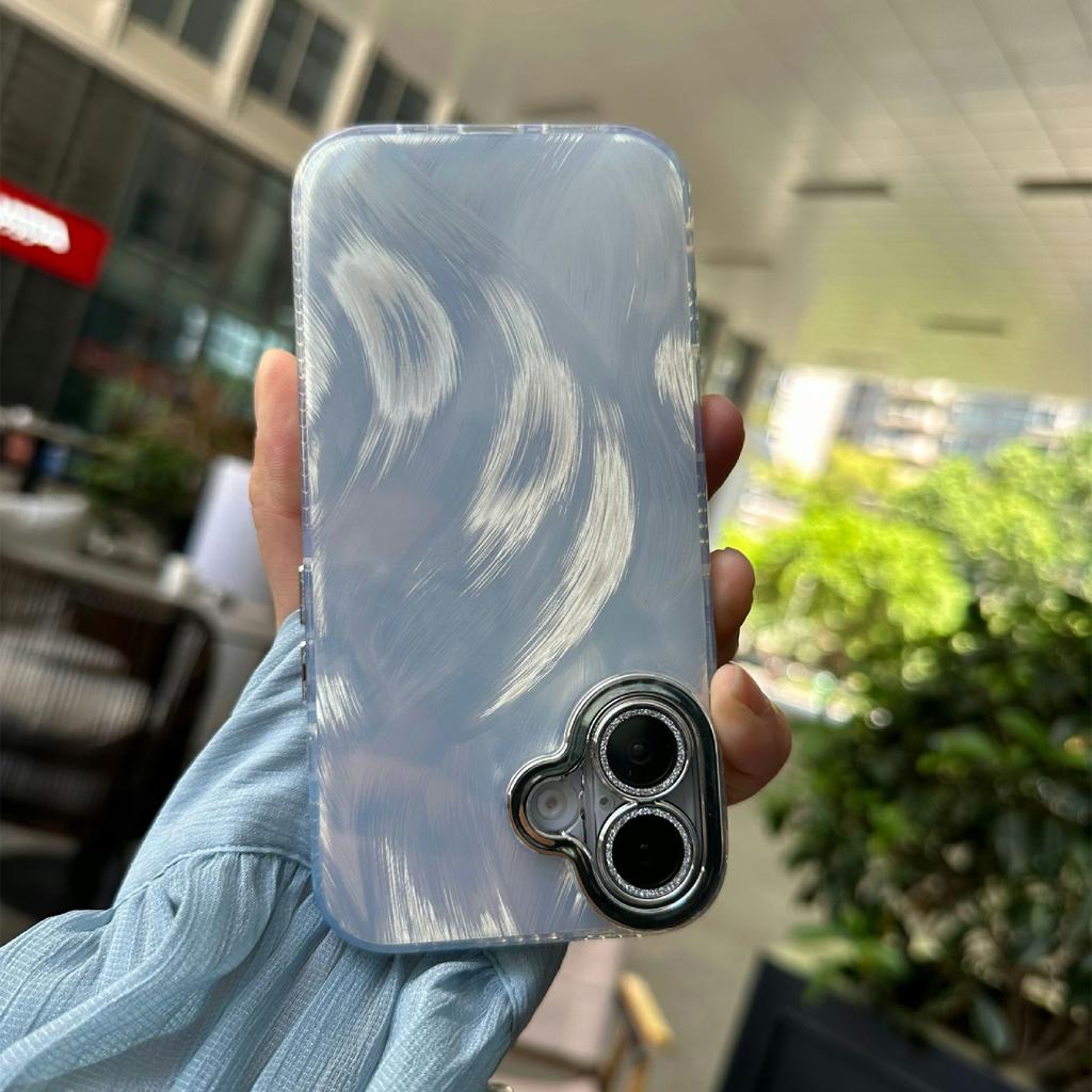 Für iPhone 16 Hülle Seidenmuster Schutzhülle TPU+PC