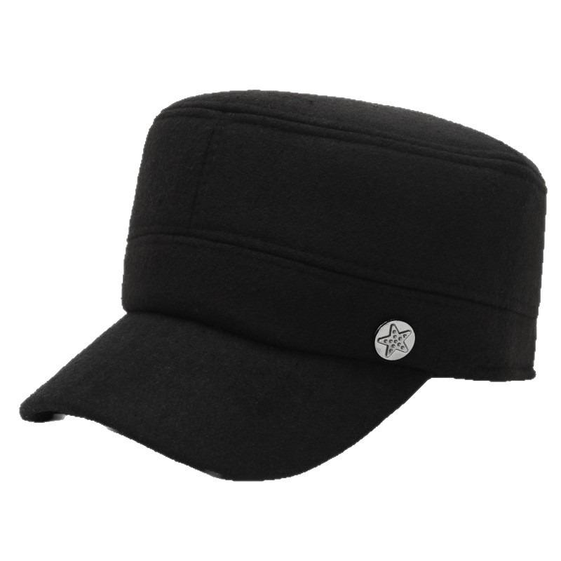 Men's Hat Winter Dad Flat Top Hat Windproof Warm Ear Protector Cotton Hat Outdoor Cold Old Man Hat