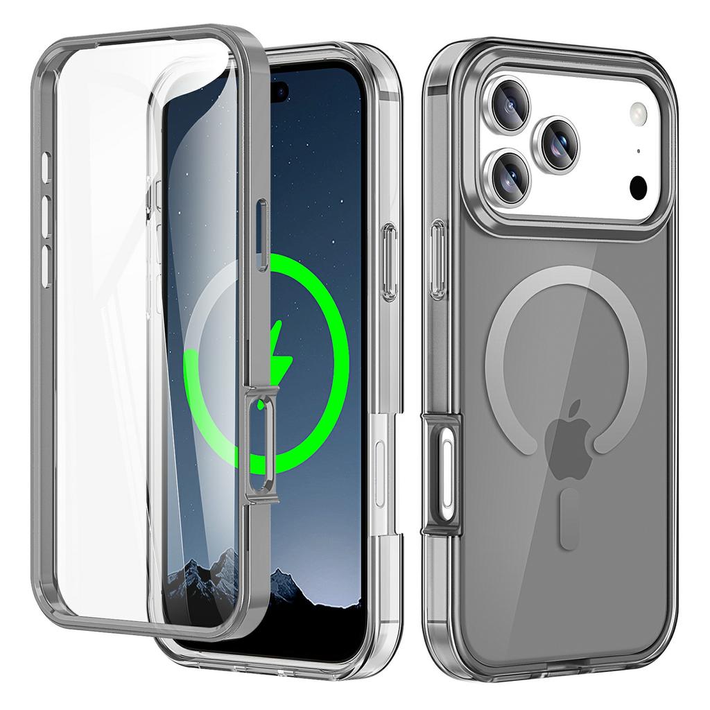 For iPhone 17 Pro Case Compatible with MagSafe PC+TPU Clear Phone Cover with PET Screen Film