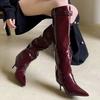 Pointed Toe Women High Boots Sexy High Heels Shoes Fashion Knee High Heeled Shoes Pumps  Winter New Woman Chelsea Botas