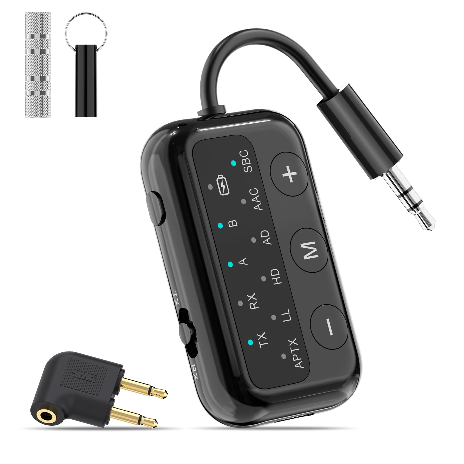 

1Mii Bluetooth Transmitter for 2 in 1 AUX Audio Receiver Connect 2 Devices Supports aptX LL Low Low Latency HiFi Sound Pair with Play Music Games чорний