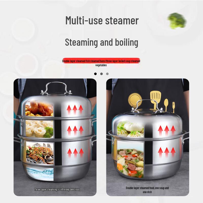 28cm 304 Stainless Steel Double Layer Steamer Pot
