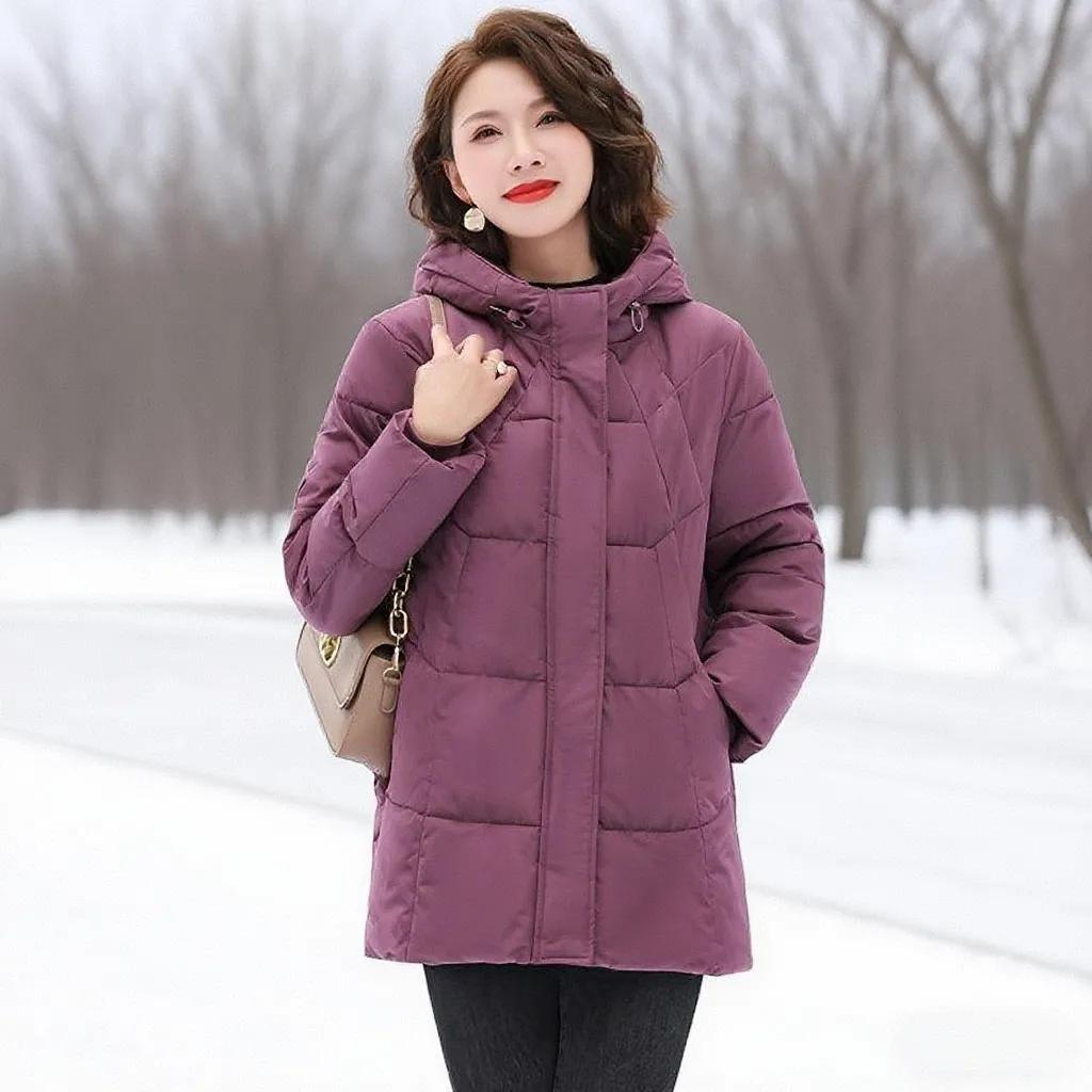 Padded Jacket Winter Down Mother Fashion Plus Size Loose Thick Hooded Padded Jacket