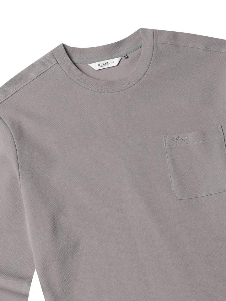 OLZEN Men'S Waffle Round T-Shirt_Zbg1Tr1201Gr
