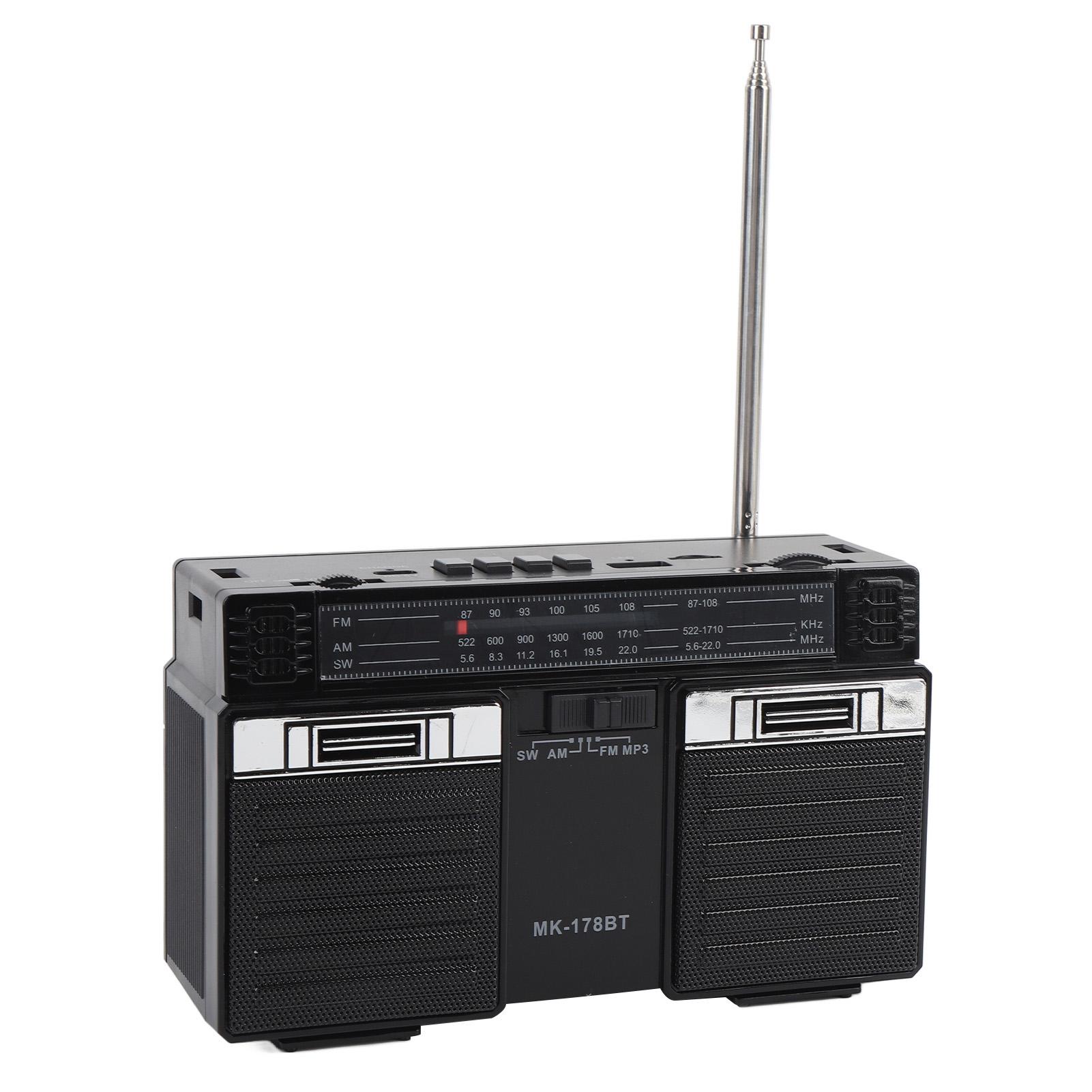 

Портативний AM FM SW радіоприймач з Bluetooth-динаміком, акумуляторний повнодіапазонний портативний радіоприймач для дому чорний