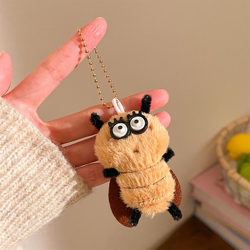 Cartoon Plush Cute Funny Cockroach Shape Doll Pendant Student Bag Decoration Student Fun Gift Accessories