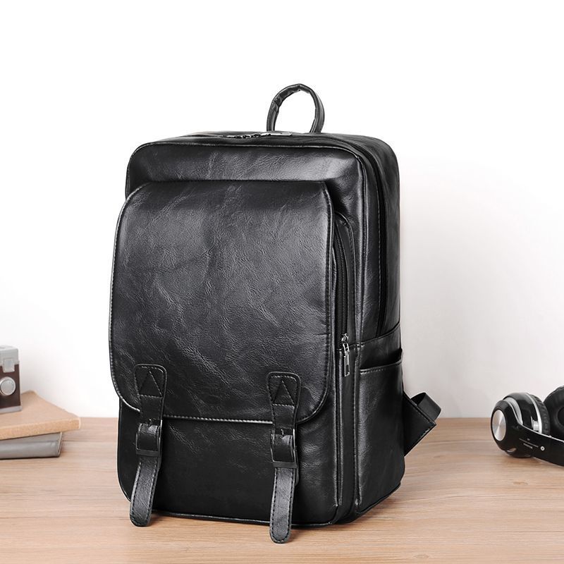 Men's backpack new leather texture large capacity Korean version business trip business computer bag travel student bag