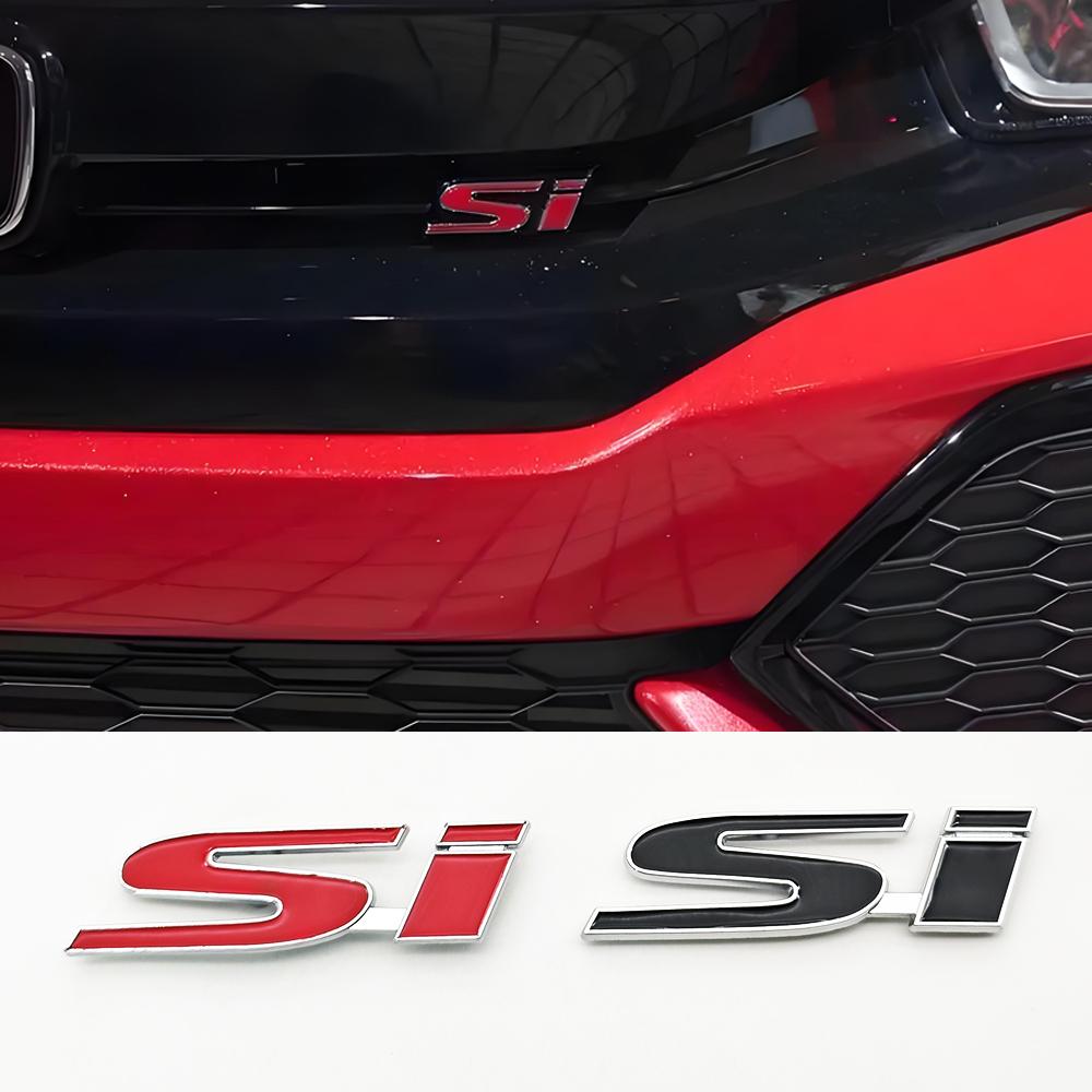 3D Metal Black Red Car Front Grille Emblem SI Logo Badge Side Fender Rear Trunk Sticker For Honda Civic Jazz Styling Accessories air256