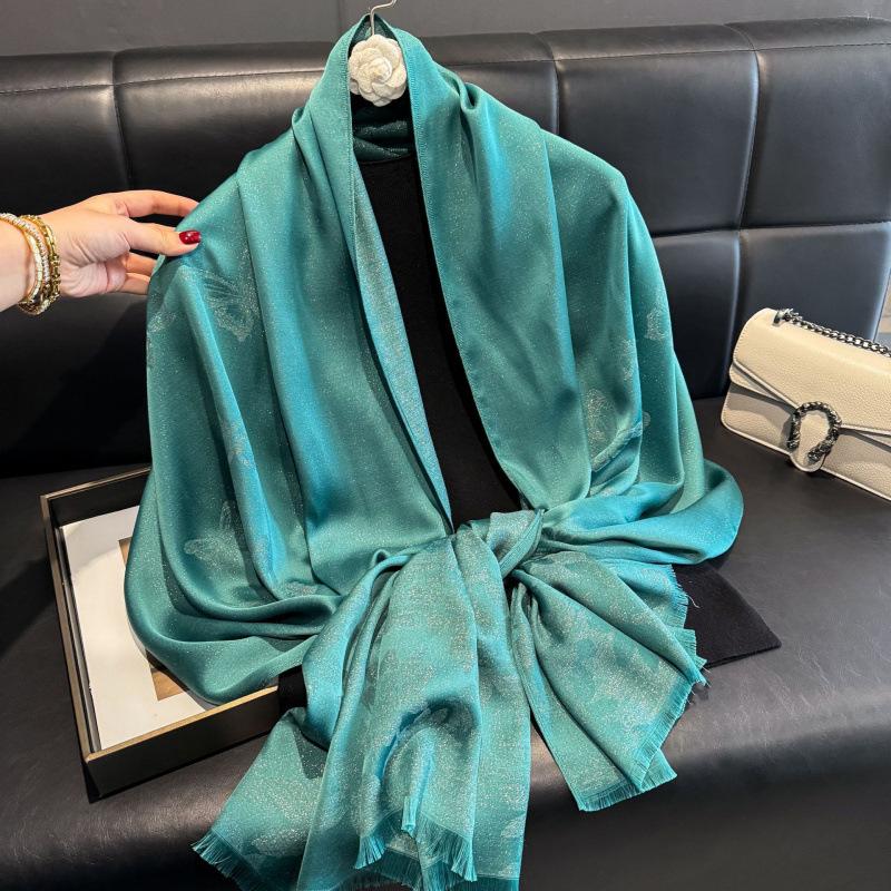 Thin Scarf Spring and Summer Shawl Exterior  New Ethnic Fashionable Imitation Silk Scarf  Photo Travel Beach Towel