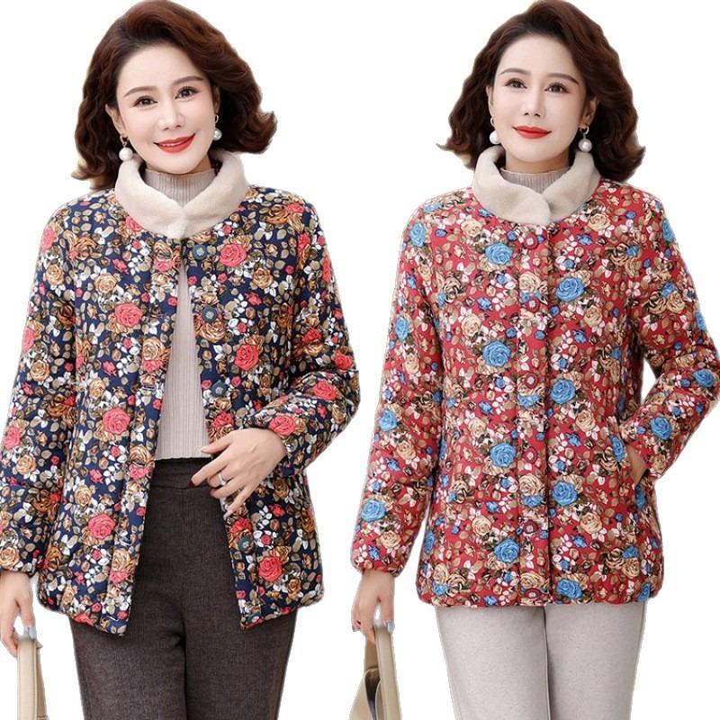New winter clothing velvet thickened floral cotton-padded clothing warm cotton-padded clothing cotton-padded jacket winter jacket women