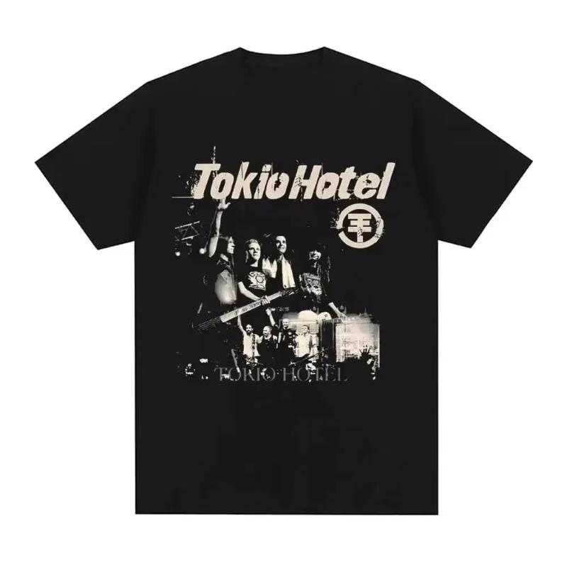 26 Rock Band Tokio Hotel Kaulitz Druck T-Shirt Baumwoll-T-Shirt Trend Kurzarm-T-Shirt Unisex Damen Hip Hop Streetwear T-Shirt Kleidung